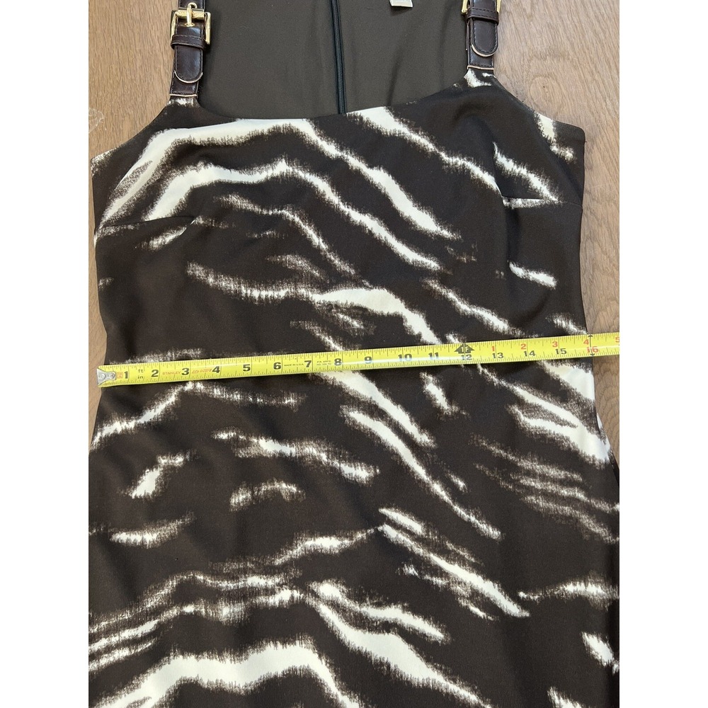 Michael Kors Zebra Print Sheath Dress Gold Buckle Detail Size M - Picture 10 of 12